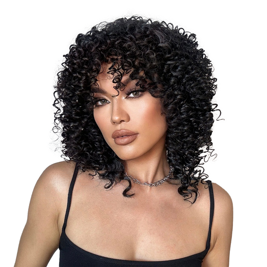 Natural Black Afro Wig Hair Wigs (Stylable Bangs)