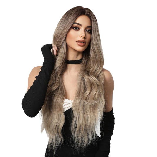 Gradient Blonde Long Centre-parting Wavy Synthetic Wigs